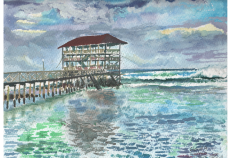 Surf Cloud 9- waterclour painting by Peter Gulian